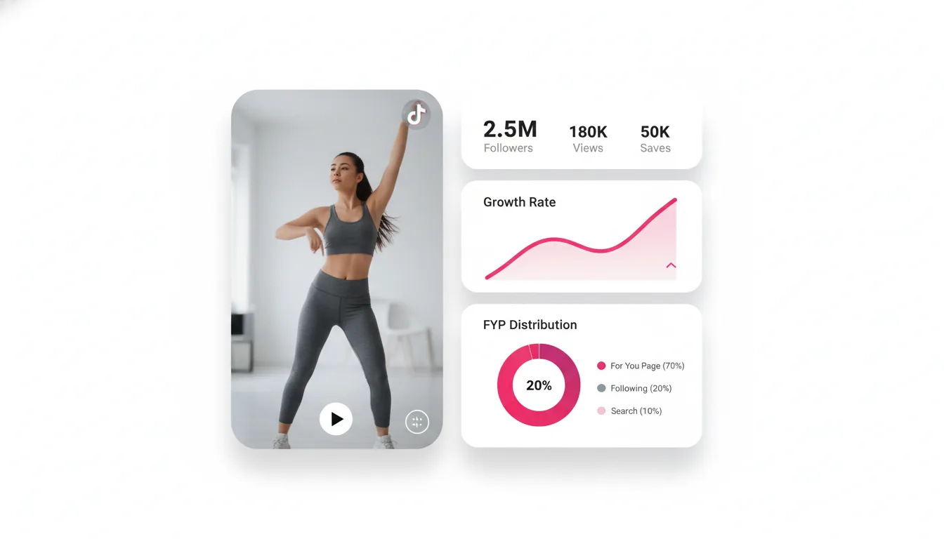 Dashboard do Turbinei mostrando crescimento diário de seguidores no TikTok