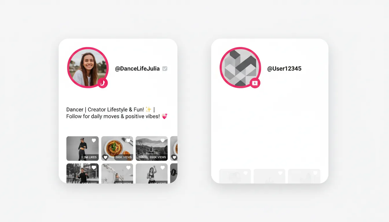 Comparação entre seguidores reais e bots genéricos no TikTok